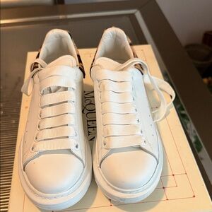 Alexander McQueen White Sneakers with Tan Details